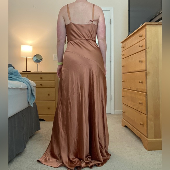 Revelry Satin Dress in Copper Color - Picture 3 of 5